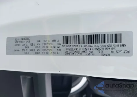 2020 Ram Promaster 1500 Low Roof 118 Wb из США, поврежденный, VIN 3C6TRVNG6LE100063